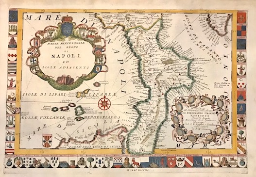 Coronelli Vincenzo Maria (1650-1718) Parte meridionale del Regno di Napoli ed Isole adiacenti 1696 Venezia 